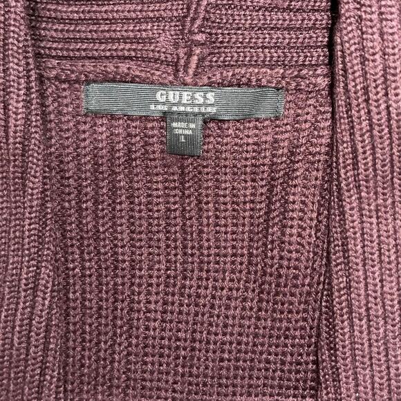 Guess Women Knit Sleeveless Sweater Vest Long Size Large Maroon Wine - Picture 3 of 4